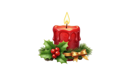 christmas candle and holly