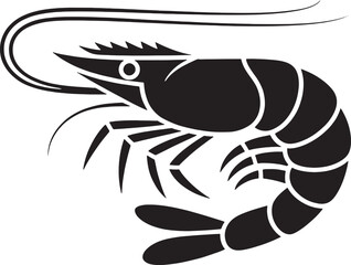 Stylized Shrimp Vector Illustration in Black Silhouette
