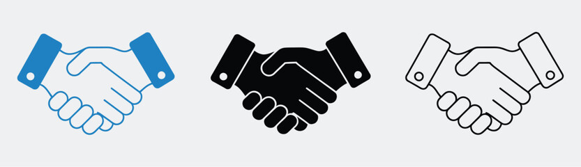 handshake icon set, business agreement vector, deal symbol, collaboration, corporate graphics, teamwork, professional illustration for business projects