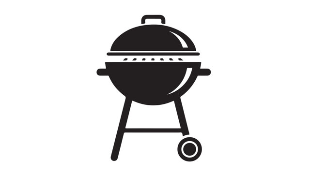 Black and white barbecue grill icon simple vector illustration for summer cooking and outdoor events isolated on white background