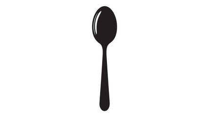 Black spoon silhouette simple flat vector illustration isolated on white background for culinary design