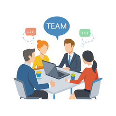 Diverse business team collaborating on laptops in a meeting, fostering teamwork, communication, and innovative ideas. Ideal for corporate concepts.
