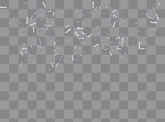 Purple Confetti and ribbons celebration party design element, Falling shiny purple confetti isolated on transparent