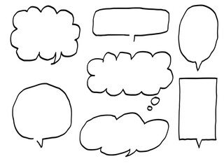 手描きあしらセット　吹き出し　モノクロ