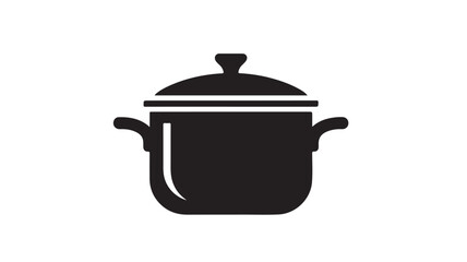Black cooking pot vector icon simple flat design element isolated on white background for culinary or kitchen use