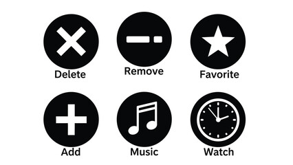 Fototapeta premium Vector illustration of collection of black and white icons for various functions