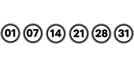 Lucky lottery numbers graphic illustration featuring circled number icons in a row isolated