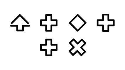 Line art of navigational symbols in clean minimalist style on transparent backdrop