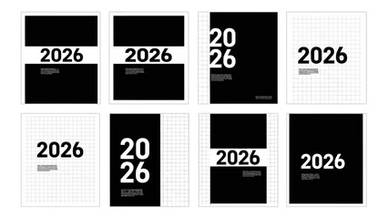 Minimalist 2026 calendar year design variations showcasing typography and layout trends