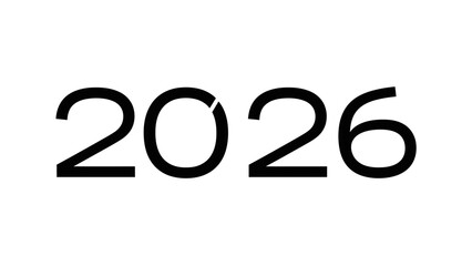 Minimalist 2026 Typography Design for Calendars, Invitations and Future Events Celebrations