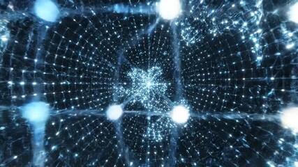 Abstract depiction of interconnected neural network, showing connections and data processing within a vast digital space, science - Powered by Adobe