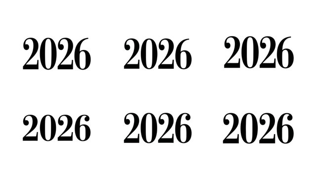 Minimalist year 2026 design featuring repeating typography for future planning purposes