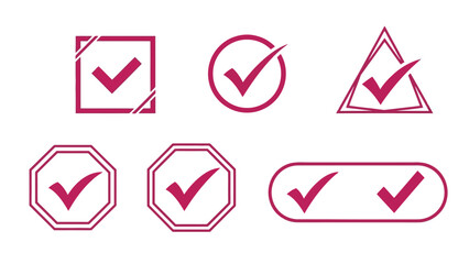 Naklejka premium Set of Geometric Shapes with Check Mark Symbols for Approval Concepts and Designs