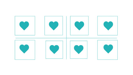 Turquoise Hearts in Square Grid: A Symbol of Love and Connection with Clean Lines