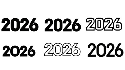 Variety of 2026 typography options for designs and creative projects in the future year