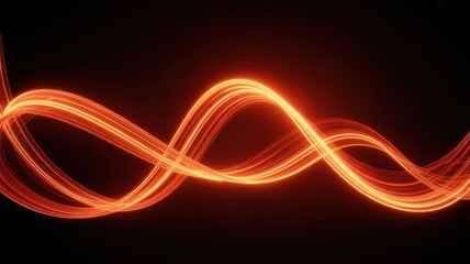 Fototapeta premium Abstract glowing orange light wave motion trail on black background