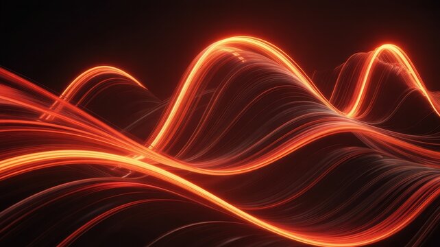 Abstract glowing orange light trails forming dynamic wavy patterns