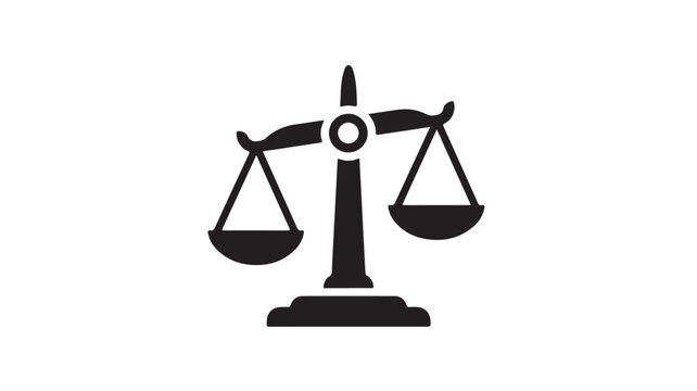 Scales of justice icon simple flat vector glyph isolated on white background for legal and law related design