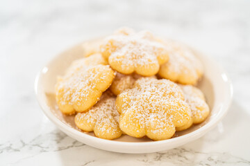 Lemon Spritz Cookie Sandwich with Cranberry Buttercream