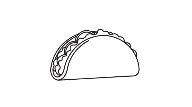 Minimalist taco vector illustration simple line art drawing of a traditional Mexican food isolated on white background