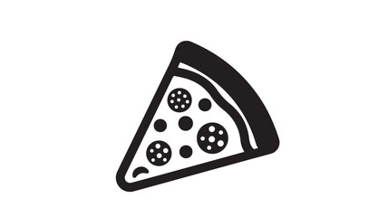 Pizza slice icon simple black and white vector illustration isolated on a white background