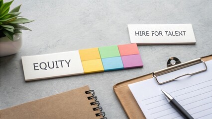 Flat Lay of Color Coded Resume Cards Forming an Equal Sign