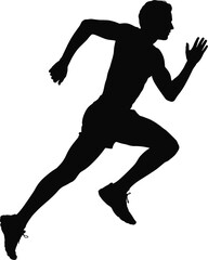 Black silhouette of a male runner in motion running 1