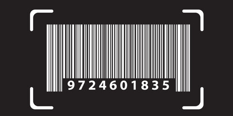 Simple barcode icon, barcode scratched vector illustration , barcode icon for selling, shopping etc. Black background. EPS 10.