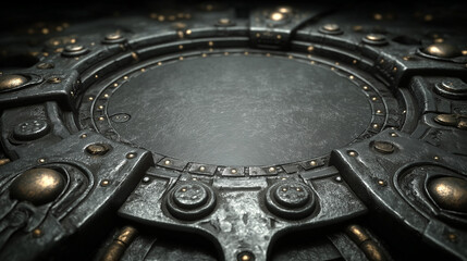 Mechanical Marvel: An intricate display of engineering, showcasing a detailed arrangement of gears, metallic components, and industrial design. The dark.