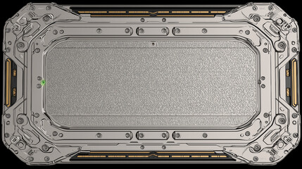 Technological Portal: A futuristic, metallic portal with intricate, detailed machinery and sleek design elements. The image evokes themes of advanced technology, science fiction, and innovation.