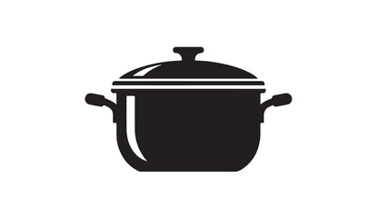 Black pot silhouette with lid simple vector illustration for cooking and food-related designs isolated on white background
