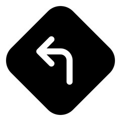 Turn left sign icon for navigation and traffic