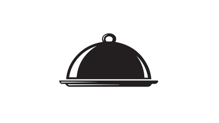 Black and white food dome icon simple vector glyph for restaurant menu design isolated on white background
