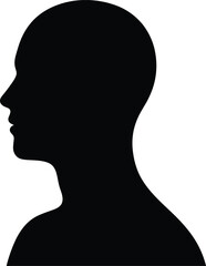 Black silhouette profile of a human head and shoulders