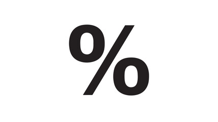 Percentage sign in bold simple black glyph on white background for finance and sales concepts