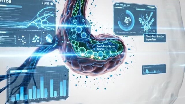 Microscopic view of Sertoli cells and the blood-testis barrier in the testis