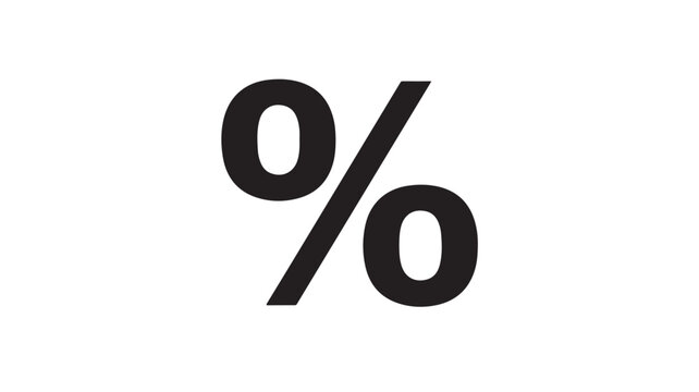 Percentage sign in bold simple black glyph on white background for finance and sales concepts