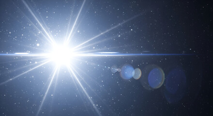 Brilliant stellar burst amidst a backdrop of cosmic dust and celestial wonders