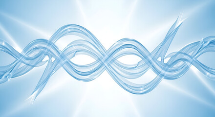 Fototapeta premium Elegant blue abstract wave design with a bright, glowing background effect