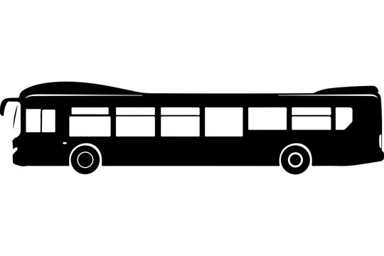Sleek silhouette of modern bus for urban transport visuals, transportation icon for city travel, perfect for transit apps and public service announcements