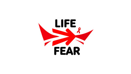 Life over fear crown with red ribbon symbolizing hope