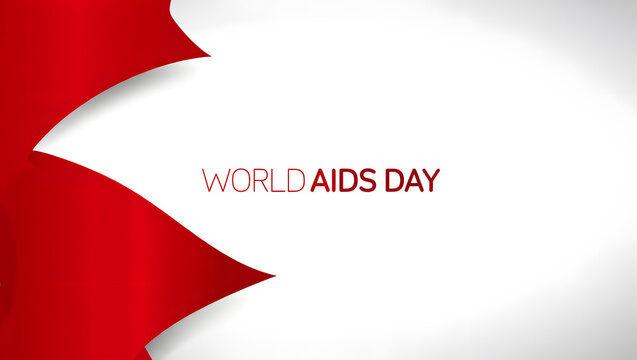 World aids day awareness with red ribbon and text