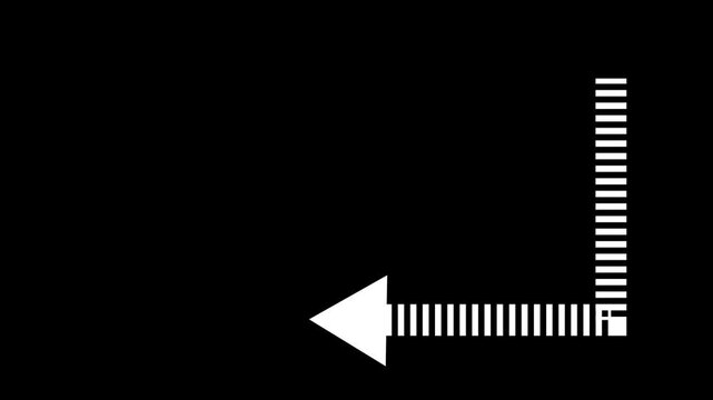 Dynamic arrow icon animation with seamless loop, abstract directional arrow movement for progress, indicator and UI navigation design
