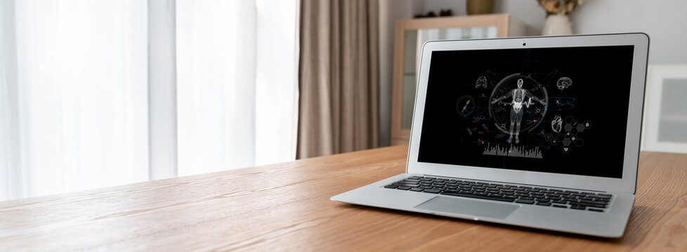 Medical science technology and futuristic healthcare virtual computer software analyze human health and diagnose disease for doctor data and medical research. brisk - Powered by Adobe