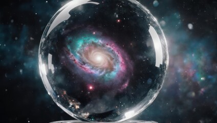 A captivating crystal ball reflecting the vastness of a distant galaxy.