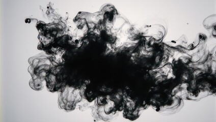 Abstract Black Ink Cloud in Water - A Study in Motion and Contrast.