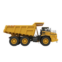 Obraz premium Heavy-duty yellow dump truck, industrial machinery for construction and mining.