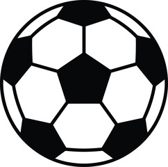 Fototapeta premium Classic black and white soccer ball on white background, simple vector design isolated on white background