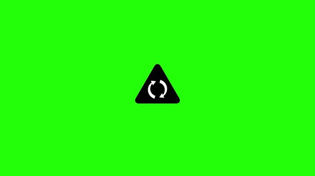 Recycle symbol, circle arrow icon set, reload, rotation, reset, loop sign, refresh button, Green isolated on black ..4k