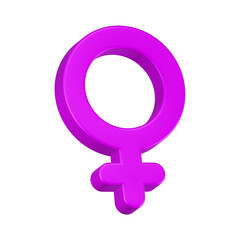 female gender 3d rendering icon in purple color